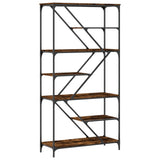 Bookshelf Smoked Oak 91x36x176 cm Engineered Wood and Steel 835416