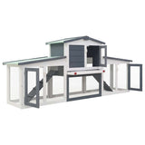 Outdoor Large Rabbit Hutch Grey and White 201x45x85 cm Wood 170843