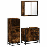 3 Piece Bathroom Furniture Set Smoked Oak Engineered Wood 3301017