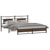 Metal Bed Frame without Mattress Brown Oak 180x200 cm Super King 3325131
