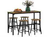 5 Piece Bar Table Set with 4 Stools, Industrial Bar Table and Stool Set, Dining Table and Chair Set, T3398P343442