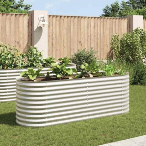 Garden Raised Bed 240x80x81 cm Galvanised Steel Silver 45513