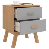 Bedside Cabinet OLDEN Grey and Brown Solid Wood Pine 358583