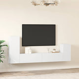 4 Piece TV Cabinet Set White Engineered Wood 3114622