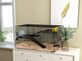 3 Tiers Hamster Cage, Gerbil Cage with Deep Glass Bottom, Non-Slip Ramps, Platforms, Hut, Exercise T3398P350088