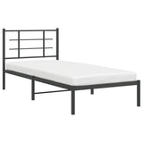 Bed Frame Black Powder-Coated Steel Single Bed Frame 355554