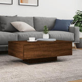 Coffee Table with LED Lights Brown Oak 85x55x31 cm 836615