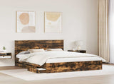 Bed Frame with Drawer Smoked Oak 160 x 200 cm Engineer Wood 3411100