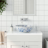 Countertop Basin White and Blue Round 41x14 cm Ceramic 155049