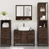 ZNTS 4 Piece Bathroom Furniture Set Brown Oak Engineered Wood 3301294