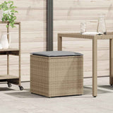 Cushion Box with Storage Beige 50 x 50 x 50 cm Poly Rattan 365411
