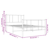 Metal Bed Frame without Mattress with Footboard Black 80x200cm 352489
