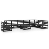 9 Piece Garden Lounge Set Black Solid Pinewood 3075783