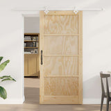 Sliding Door Brown 93 x 202 cm Solid Pine Wood 3333598