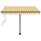 Freestanding Manual Retractable Awning 300x250 cm Yellow/White 3069698