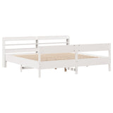 Bed Frame without Mattress White 200x200 cm Solid Wood Pine 3306916