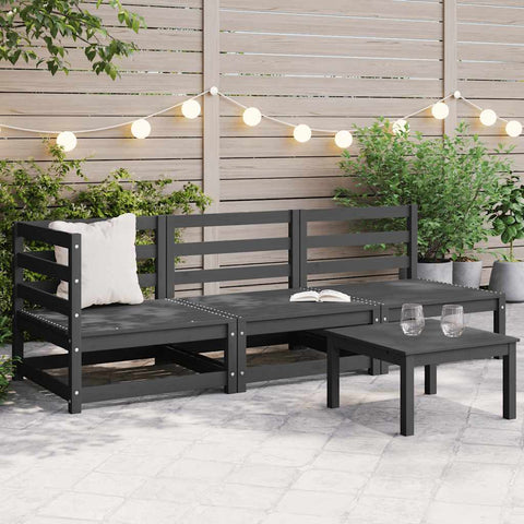 3 Piece Garden Lounge Set Grey Solid Pinewood 805707
