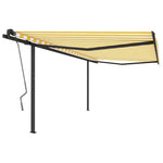 ZNTS Manual Retractable Awning with Posts 4x3 m Yellow and White 3070138