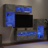 5 Piece TV Wall Units with LED Concrete Grey Engineered Wood 3216728