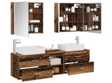 Bathroom Furniture Set 5 pcs Old Wood Engineered Wood and Glass 3406853