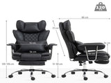 Leathaire Reclining Office Chair with Lumbar Support Pillow - Black T3398P377422