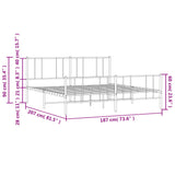 Metal Bed Frame without Mattress with Footboard White 180x200cm 352551