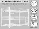 White three-tier reinforced iron high-low bed with three-person metal frame, space-saving bunk bed W3987P434166