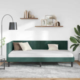 Corner Bed Frame with Headboard Dark green 100 x 200 cm Velvet 42016440