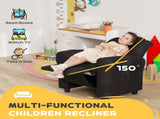 Kids Recliner Chair, PU Leather with Adjustable Backrest, Footrest, Padded Headrest, Black T3398P421963
