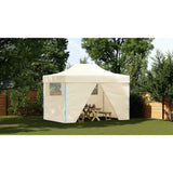 Foldable Tent Pop-Up with 4 Side Walls 3x4.5 m Cream White 42513