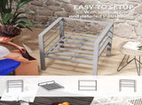 Garden Sofa, All-Weather Garden Single Sofa with Removable Cushions, Metal Frame Outdoor Furniture T3398P317553