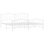 Metal Bed Frame without Mattress with Footboard White 200x200cm 373863