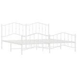 Metal Bed Frame without Mattress with Footboard White 200x200cm 373863
