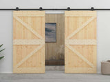 Sliding Door 100 x 210 cm Solid Pine Wood Natural and Black 3444867
