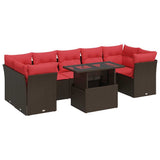 8 Piece Garden Sofa Set with Cushions Brown Poly Rattan Acacia 3326125