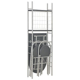 ZNTS 3 Piece Folding Dining Set with Storage Rack MDF and Steel Black 284404