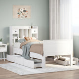 Bookcase Bed without Mattress White 90x200 cm Solid Wood Pine 3308931