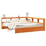 Bookcase Bed 2 pcs Wax Brown 200 x 200 cm Solid Pine Wood 3422738