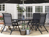 Rattan Folding Chair Set, 4 Pcs, Adjustable Backrest, Outdoor Patio Furniture, Lawn Seating, Grey T3398P315939
