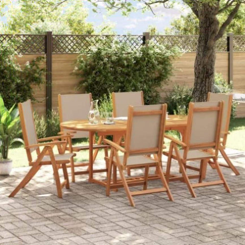 ZNTS 7 Piece Garden Dining Set Solid Wood Acacia and Textilene 3279315