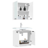 2 Piece Bathroom Cabinet Set White Engineered Wood 3115860