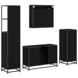 Bathroom Furniture Set 4 pcs Black Oak Engineered Wood 3402484