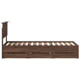 Bed Frame with Drawer Brown Oak 75 x 190 cm Engineer Wood 3410762
