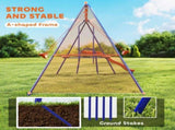 Four-In-One Metal Garden Swing Set, with Double Swings, Glider, Slider, Ladder - Orange and Blue T3398P347543