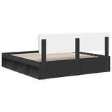 Bed Frame with Headboard Black 200 x 200 cm Solid Pine Wood 3412034