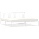 Metal Bed Frame without Mattress with Headboard White 193x203cm 373746