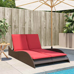 Sun Lounger with Cushions Brown 114x205x73 cm Poly Rattan 368294