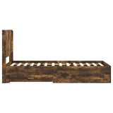Bed Frame with Storage and Headboard Smoked Oak 100 x 200 cm 3414145
