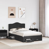 Bed Frame with Headboard Black 135 x 190 cm Engineered Wood 3413613