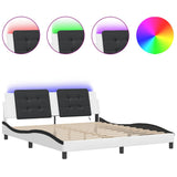 Bed Frame with LED without Mattress "Zadar" White and Black 180x200 cm 3214130